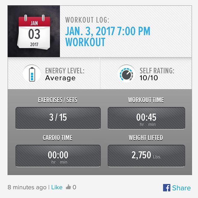 Its a New Year and The vacation is over… Back to the grind at work and the gym.. Just finished my 1st workout of the year.  This time around I am doing 5 x 5 to see how I like it, so far I am in. I know its only one workout, but hey it makes me want to do more of them.  Like said yesterday, I am trying to find out what works best for me and I what I can keep up doing, I am not looking to kill myself in the gym.

#workinprogress 