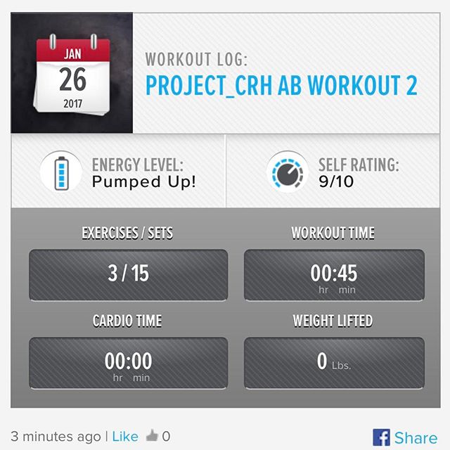 4th Week In… 4th workout of the week.  AB Workout 2 Done!!! #workinprogress 