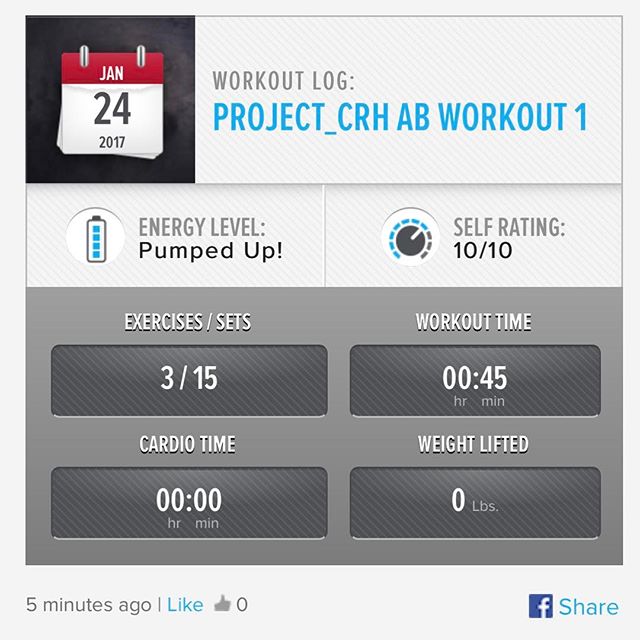 4th Week In… 2nd workout of the week.  AB Workout 1 Done!!! #workinprogress 