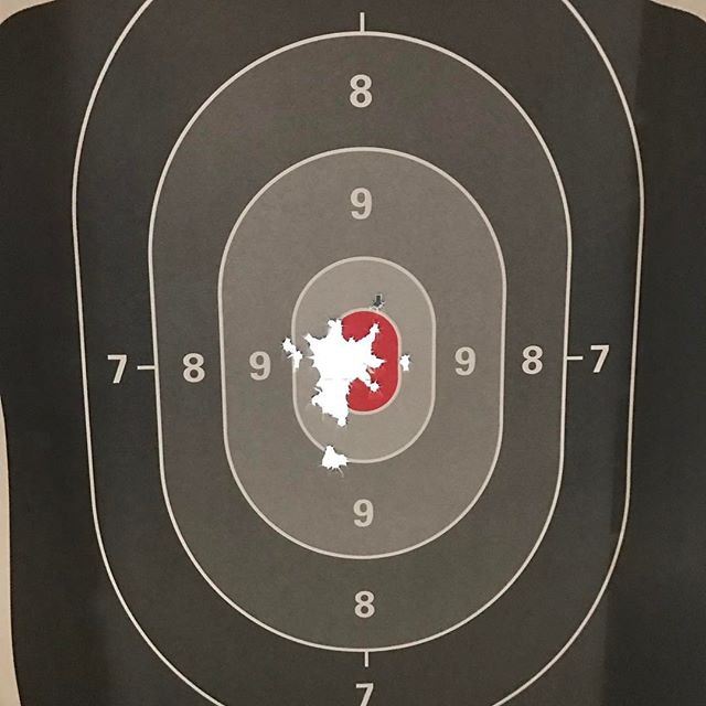 Had Some Lunchtime Target Therapy with my Smith & Wesson Shield 9mm today. Yesterday I had the gunsmith adjust my rear sight back to center and put some threadlocker on the screw. I am very happy with it now. I am also loving the @hyvetechnologies magazine extensions I have got my shield.