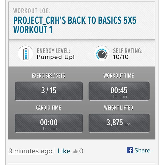 1st workout of the week.  Starting back in the gym slowly.   #workinprogress 