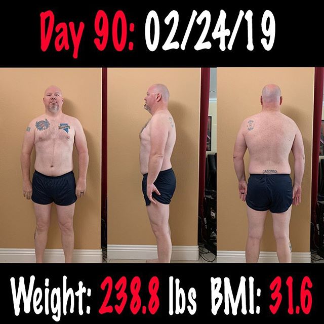 My 90 Day Challenge is done! I am very happy with my progress. Sure it could have been more, but I didn’t stress my out over the course of the challenge, and I didn’t try to kill my self in the gym either.  I did what I would say was about 95% Carnivore Diet for the 90 Days, I worked out and average of 3 times a week. I would say that is the most consistent I have strayed on track and continued working out as well.  Here are the numbers from my challenge.  I started on Nov 26th 2018 at 267.7 lbs with a fat mass of 36% 
I ended on Feb 24th 2019 at 238.8 lbs with a fat of 33.2%  Today also marks 4 Months till we go on our Anniversary/Honeymoon trip to Cancun.  I am going to relax for a couple of weeks, not go crazy in the gym and still watch what I eat.  But then on March 11th, I am going to another 90 Challenge with myself to get ready for Cancun!!!!! #workinprogress  l