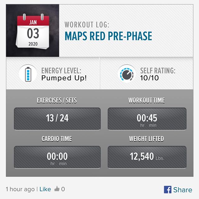 Last workout of the week and last workout of MAPS Red Pre-Phase is done! On to Phase 1 Monday! #workinprogress 