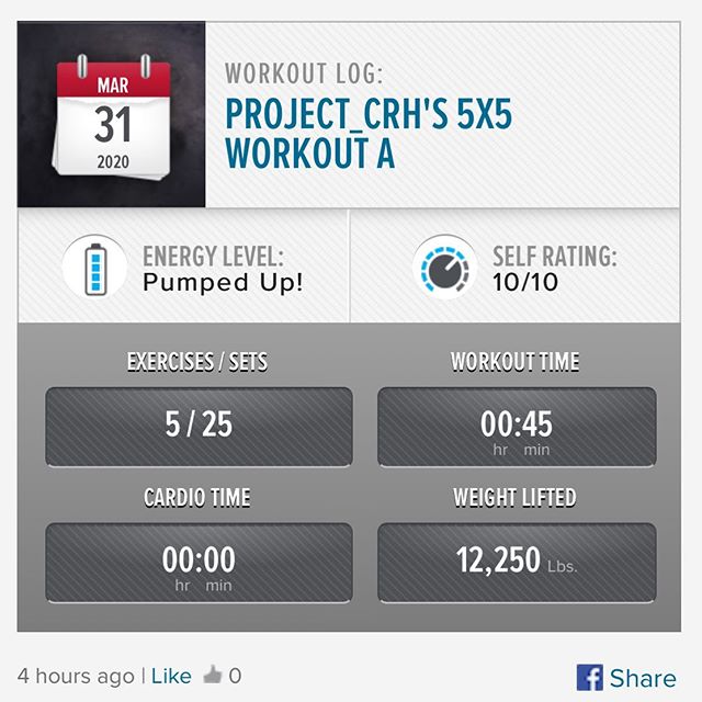 Got my workout in for today, started doing 5x5 again on top the Bicep Mod workouts. #workinprogress 